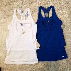 NWT 4 Forever21 Mesh Laser Back Tanks Blue White